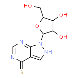 ChemSpider 2D Image | 1-Pentofuranosyl-1,2-dihydro-4H-pyrazolo[3,4-d]pyrimidine-4-thione | C10H12N4O4S