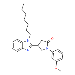 ChemSpider 2D Image | 4-(1-Heptyl-1H-benzimidazol-2-yl)-1-(3-methoxyphenyl)-2-pyrrolidinone | C25H31N3O2