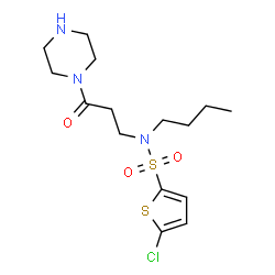 ChemSpider 2D Image | N-Butyl-5-chloro-N-[3-oxo-3-(1-piperazinyl)propyl]-2-thiophenesulfonamide | C15H24ClN3O3S2