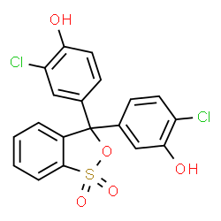 ChemSpider 2D Image | 2-Chloro-4-[3-(4-chloro-3-hydroxyphenyl)-1,1-dioxido-3H-2,1-benzoxathiol-3-yl]phenol | C19H12Cl2O5S