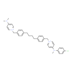 ChemSpider 2D Image | 4-[(4-Chlorophenyl)(methyl)amino]-1-{4-[4-(4-{[4-(dimethylamino)-1-pyridiniumyl]methyl}phenyl)butyl]benzyl}pyridinium | C37H41ClN4