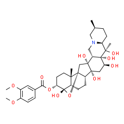 ChemSpider 2D Image | (3alpha,4alpha,16beta)-4,12,14,16,17,20-Hexahydroxy-4,9-epoxycevan-3-yl 3,4-dimethoxybenzoate | C36H51NO11