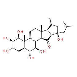 ChemSpider 2D Image | (1beta,2beta,3alpha,5alpha,6alpha,7beta,16beta,23R)-1,2,3,6,7,23-Hexahydroxy-16,23-cyclocholestan-15-one | C27H44O7
