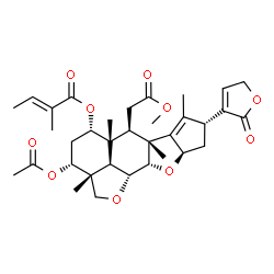 ChemSpider 2D Image | (2aR,3R,5S,6R,6aR,8R,9aR,10aS,10bR,10cR)-3-Acetoxy-6-(2-methoxy-2-oxoethyl)-2a,5a,6a,7-tetramethyl-8-(2-oxo-2,5-dihydro-3-furanyl)-2a,4,5,5a,6,6a,8,9,9a,10a,10b,10c-dodecahydro-2H,3H-cyclopenta[b]furo
[2',3',4':4,5]naphtho[2,3-d]furan-5-yl (2E)-2-methyl-2-butenoate | C34H44O10