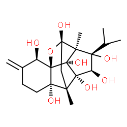 ChemSpider 2D Image | (1R,2R,6S,7S,9S,10S,11S,12R,13S,14R)-11-Isopropyl-7,10-dimethyl-3-methylene-15-oxapentacyclo[7.5.1.0~1,6~.0~7,13~.0~10,14~]pentadecane-2,6,9,11,12,13,14-heptol | C20H30O8