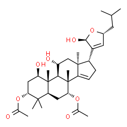 ChemSpider 2D Image | (1beta,3alpha,5alpha,7alpha,11alpha,13alpha,17alpha,21S,23R)-1,11,21-Trihydroxy-4,4,8-trimethyl-21,23-epoxycholesta-14,20(22)-diene-3,7-diyl diacetate | C34H52O8