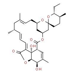 ChemSpider 2D Image | (1'R,2R,4'S,5S,6R,8'R,10'E,13'R,14'E,16'Z,20'R,21'R,24'S)-6-Ethyl-21',24'-dihydroxy-5,11',13',22'-tetramethyl-3,4,5,6-tetrahydro-2'H,18'H-spiro[pyran-2,6'-[3,7,19]trioxatetracyclo[15.6.1.1~4,8~.0~20,2
4~]pentacosa[10,14,16,22]tetraene]-2',18'-dione | C32H44O8