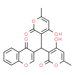 ChemSpider 2D Image | 3-[Bis(4-hydroxy-6-methyl-2-oxo-2H-pyran-3-yl)methyl]-4H-chromen-4-one | C22H16O8