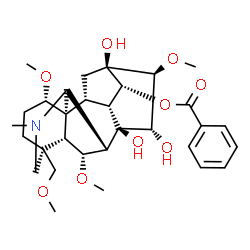 ChemSpider 2D Image | (1alpha,6alpha,7beta,14alpha,15alpha,16beta)-8,13,15-Trihydroxy-1,6,16-trimethoxy-4-(methoxymethyl)-20-methylaconitan-14-yl benzoate | C31H43NO9