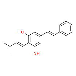 ChemSpider 2D Image | 2-[(1E)-3-Methyl-1-buten-1-yl]-5-[(E)-2-phenylvinyl]-1,3-benzenediol | C19H20O2