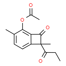 ChemSpider 2D Image | 3,7-Dimethyl-8-oxo-7-propionylbicyclo[4.2.0]octa-1,3,5-trien-2-yl acetate | C15H16O4