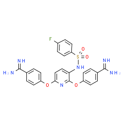ChemSpider 2D Image | 4,4'-[(3-{[(4-Fluorophenyl)sulfonyl]amino}-2,6-pyridinediyl)bis(oxy)]dibenzenecarboximidamide | C25H21FN6O4S