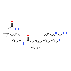 ChemSpider 2D Image | 5-(2-Amino-6-quinazolinyl)-N-(4,4-dimethyl-2-oxo-1,2,3,4-tetrahydro-7-quinolinyl)-2-fluorobenzamide | C26H22FN5O2