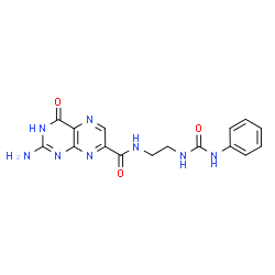 ChemSpider 2D Image | 2-Amino-4-oxo-N-{2-[(phenylcarbamoyl)amino]ethyl}-1,4-dihydro-7-pteridinecarboxamide | C16H16N8O3