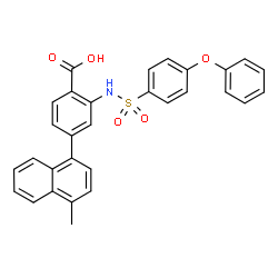 ChemSpider 2D Image | 4-(4-Methyl-1-naphthyl)-2-{[(4-phenoxyphenyl)sulfonyl]amino}benzoic acid | C30H23NO5S