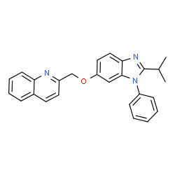 ChemSpider 2D Image | 2-{[(2-Isopropyl-1-phenyl-1H-benzimidazol-6-yl)oxy]methyl}quinoline | C26H23N3O