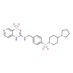 ChemSpider 2D Image | N-(4-{[4-(1-Pyrrolidinyl)-1-piperidinyl]sulfonyl}benzyl)-2H-pyrido[4,3-e][1,2,4]thiadiazin-3-amine 1,1-dioxide | C22H28N6O4S2