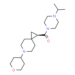 ChemSpider 2D Image | (4-Isopropyl-1-piperazinyl)[(1R)-6-(tetrahydro-2H-pyran-4-yl)-6-azaspiro[2.5]oct-1-yl]methanone | C20H35N3O2