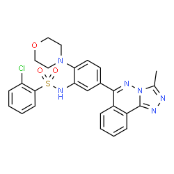 ChemSpider 2D Image | 2-Chloro-N-[5-(3-methyl[1,2,4]triazolo[3,4-a]phthalazin-6-yl)-2-(4-morpholinyl)phenyl]benzenesulfonamide | C26H23ClN6O3S