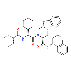 ChemSpider 2D Image | (3S,10aS)-2-[(2S)-2-Cyclohexyl-2-{[(2S)-2-(methylamino)butanoyl]amino}acetyl]-N-[(4R)-3,4-dihydro-2H-chromen-4-yl]-1,2,3,4,10,10a-hexahydropyrazino[1,2-a]indole-3-carboxamide | C34H45N5O4