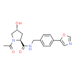 ChemSpider 2D Image | (4R)-1-Acetyl-4-hydroxy-N-[4-(1,3-oxazol-5-yl)benzyl]-L-prolinamide | C17H19N3O4