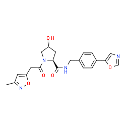 ChemSpider 2D Image | (4r)-4-Hydroxy-1-[(3-Methylisoxazol-5-Yl)acetyl]-N-[4-(1,3-Oxazol-5-Yl)benzyl]-L-Prolinamide | C21H22N4O5