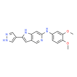 ChemSpider 2D Image | N-(3,4-Dimethoxyphenyl)-2-(1H-pyrazol-4-yl)-1H-pyrrolo[3,2-c]pyridin-6-amine | C18H17N5O2