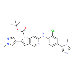 ChemSpider 2D Image | Tert-Butyl 6-{[2-Chloro-4-(1-Methyl-1h-Imidazol-5-Yl)phenyl]amino}-2-(1-Methyl-1h-Pyrazol-4-Yl)-1h-Pyrrolo[3,2-C]pyridine-1-Carboxylate | C26H26ClN7O2