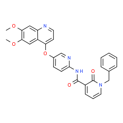 ChemSpider 2D Image | 1-Benzyl-N-{5-[(6,7-dimethoxy-4-quinolinyl)oxy]-2-pyridinyl}-2-oxo-1,2-dihydro-3-pyridinecarboxamide | C29H24N4O5