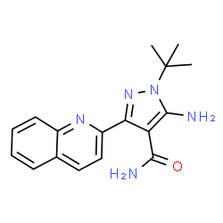 ChemSpider 2D Image | 5-Amino-1-Tert-Butyl-3-(Quinolin-2-Yl)-1h-Pyrazole-4-Carboxamide | C17H19N5O