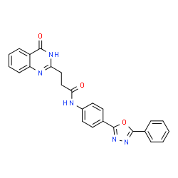 ChemSpider 2D Image | 3-(4-Oxo-1,4-dihydro-2-quinazolinyl)-N-[4-(5-phenyl-1,3,4-oxadiazol-2-yl)phenyl]propanamide | C25H19N5O3