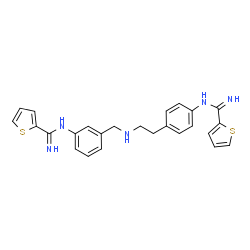 ChemSpider 2D Image | N-(4-{2-[(3-{[Imino(2-thienyl)methyl]amino}benzyl)amino]ethyl}phenyl)-2-thiophenecarboximidamide | C25H25N5S2