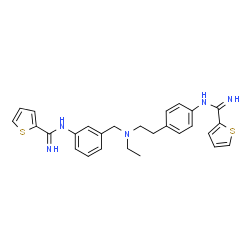 ChemSpider 2D Image | N-(4-{2-[Ethyl(3-{[imino(2-thienyl)methyl]amino}benzyl)amino]ethyl}phenyl)-2-thiophenecarboximidamide | C27H29N5S2