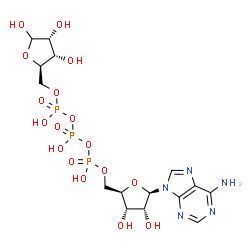 ChemSpider 2D Image | [[(2R,3S,4R,5R)-5-(6-aminopurin-9-yl)-3,4-dihydroxy-tetrahydrofuran-2-yl]methoxy-hydroxy-phosphoryl] [hydroxy-[[(2R,3S,4R)-3,4,5-trihydroxytetrahydrofuran-2-yl]methoxy]phosphoryl] hydrogen phosphate | C15H24N5O17P3