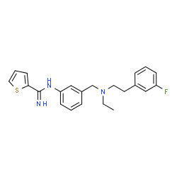 ChemSpider 2D Image | N-[3-({Ethyl[2-(3-fluorophenyl)ethyl]amino}methyl)phenyl]-2-thiophenecarboximidamide | C22H24FN3S