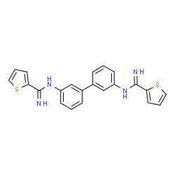 ChemSpider 2D Image | N,N'-3,3'-Biphenyldiyldi(2-thiophenecarboximidamide) | C22H18N4S2