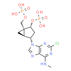 ChemSpider 2D Image | [(1R,2R,4S,5S)-4-[2-Chloro-6-(methylamino)-9H-purin-9-yl]-2-(phosphonooxy)bicyclo[3.1.0]hex-1-yl]methyl dihydrogen phosphate | C13H18ClN5O8P2