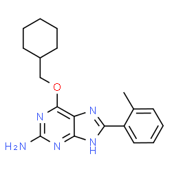 ChemSpider 2D Image | 6-(Cyclohexylmethoxy)-8-(2-methylphenyl)-3H-purin-2-amine | C19H23N5O