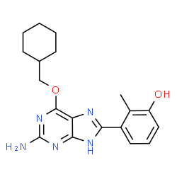 ChemSpider 2D Image | 3-[2-Amino-6-(cyclohexylmethoxy)-3H-purin-8-yl]-2-methylphenol | C19H23N5O2