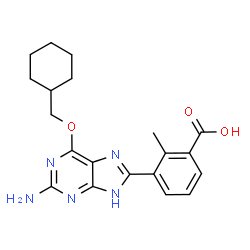 ChemSpider 2D Image | 3-[2-Amino-6-(cyclohexylmethoxy)-3H-purin-8-yl]-2-methylbenzoic acid | C20H23N5O3