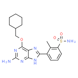 ChemSpider 2D Image | 3-[2-Amino-6-(cyclohexylmethoxy)-3H-purin-8-yl]-2-methylbenzenesulfonamide | C19H24N6O3S