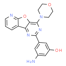 ChemSpider 2D Image | 3-Amino-5-[4-(4-morpholinyl)pyrido[3',2':4,5]furo[3,2-d]pyrimidin-2-yl]phenol | C19H17N5O3