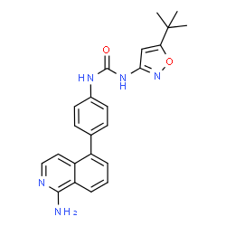ChemSpider 2D Image | 1-[4-(1-Aminoisoquinolin-5-Yl)phenyl]-3-(5-Tert-Butyl-1,2-Oxazol-3-Yl)urea | C23H23N5O2