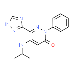 ChemSpider 2D Image | 5-Isopropylamino-2-Phenyl-6-(1h-1,2,4-Triazol-5-Yl)-3(2h)-Pyridazinone | C15H16N6O