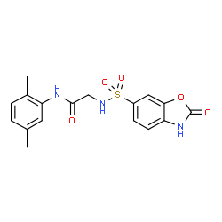 ChemSpider 2D Image | N-(2,5-Dimethylphenyl)-N~2~-[(2-oxo-2,3-dihydro-1,3-benzoxazol-6-yl)sulfonyl]glycinamide | C17H17N3O5S