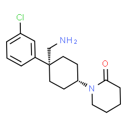 ChemSpider 2D Image | 1-[cis-4-(Aminomethyl)-4-(3-chlorophenyl)cyclohexyl]-2-piperidinone | C18H25ClN2O