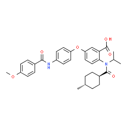 ChemSpider 2D Image | 2-{Isopropyl[(trans-4-methylcyclohexyl)carbonyl]amino}-5-{4-[(4-methoxybenzoyl)amino]phenoxy}benzoic acid | C32H36N2O6