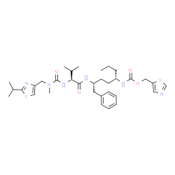 ChemSpider 2D Image | N~2~-{[(2-Isopropyl-1,3-thiazol-4-yl)methyl](methyl)carbamoyl}-N-[(2R,5S)-1-phenyl-5-{[(1,3-thiazol-5-ylmethoxy)carbonyl]amino}-2-octanyl]-L-valinamide | C33H48N6O4S2