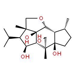 ChemSpider 2D Image | (2aR,3S,4S,4aR,5aR,8R,8aS,8cS)-5-(Hydroxymethyl)-3-isopropyl-2a,5,8-trimethyloctahydro-2H-s-indaceno[8,1-bc]furan-4,5a,8c(2aH,6H)-triol | C20H34O5