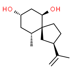 ChemSpider 2D Image | (2R,5S,6R,8S,10R)-2-Isopropenyl-10-methylspiro[4.5]decane-6,8-diol | C14H24O2